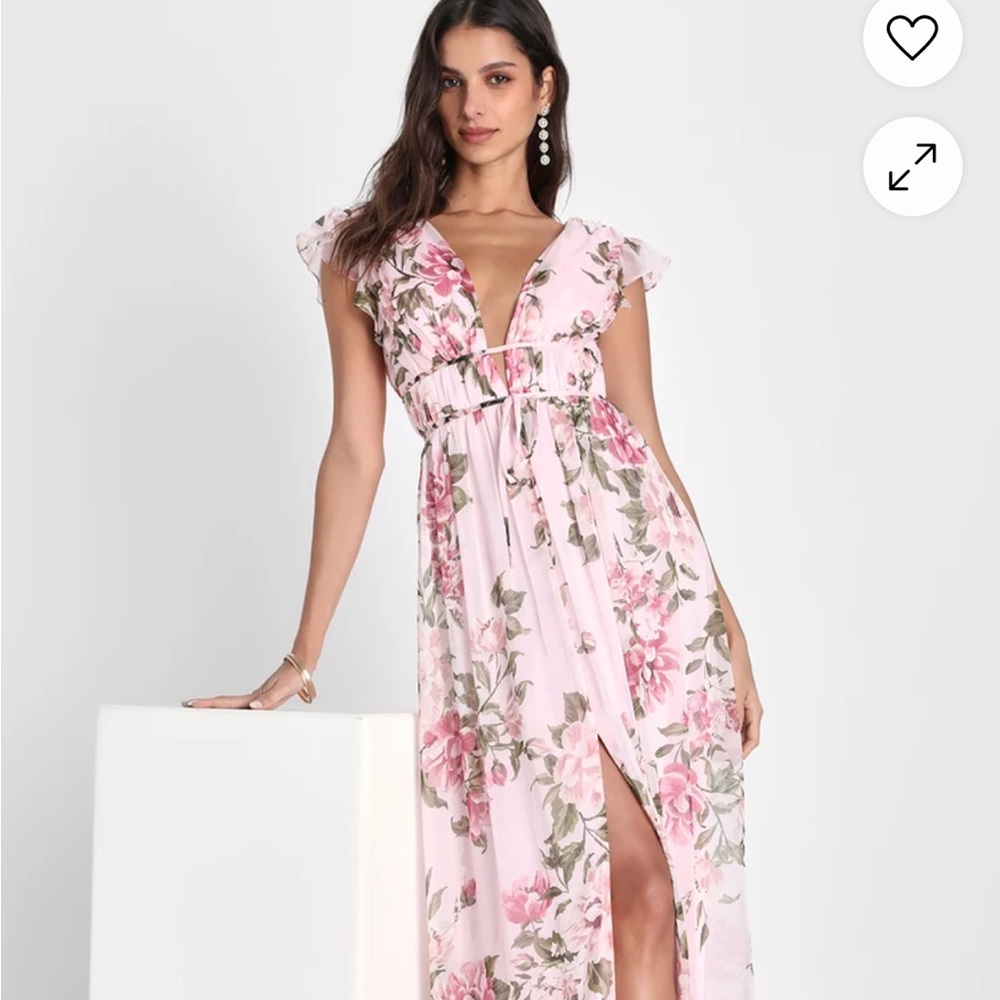Lulus Floral Pink Maxi Dress